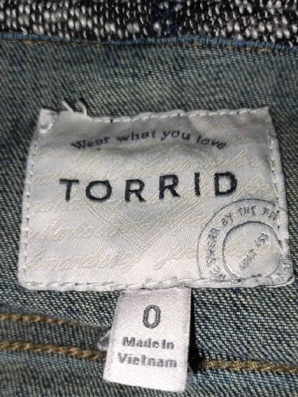 torrid Dark Blue Denim Jacket with Marled Gray Knit Hood & Sleeves - Picture 7 of 7